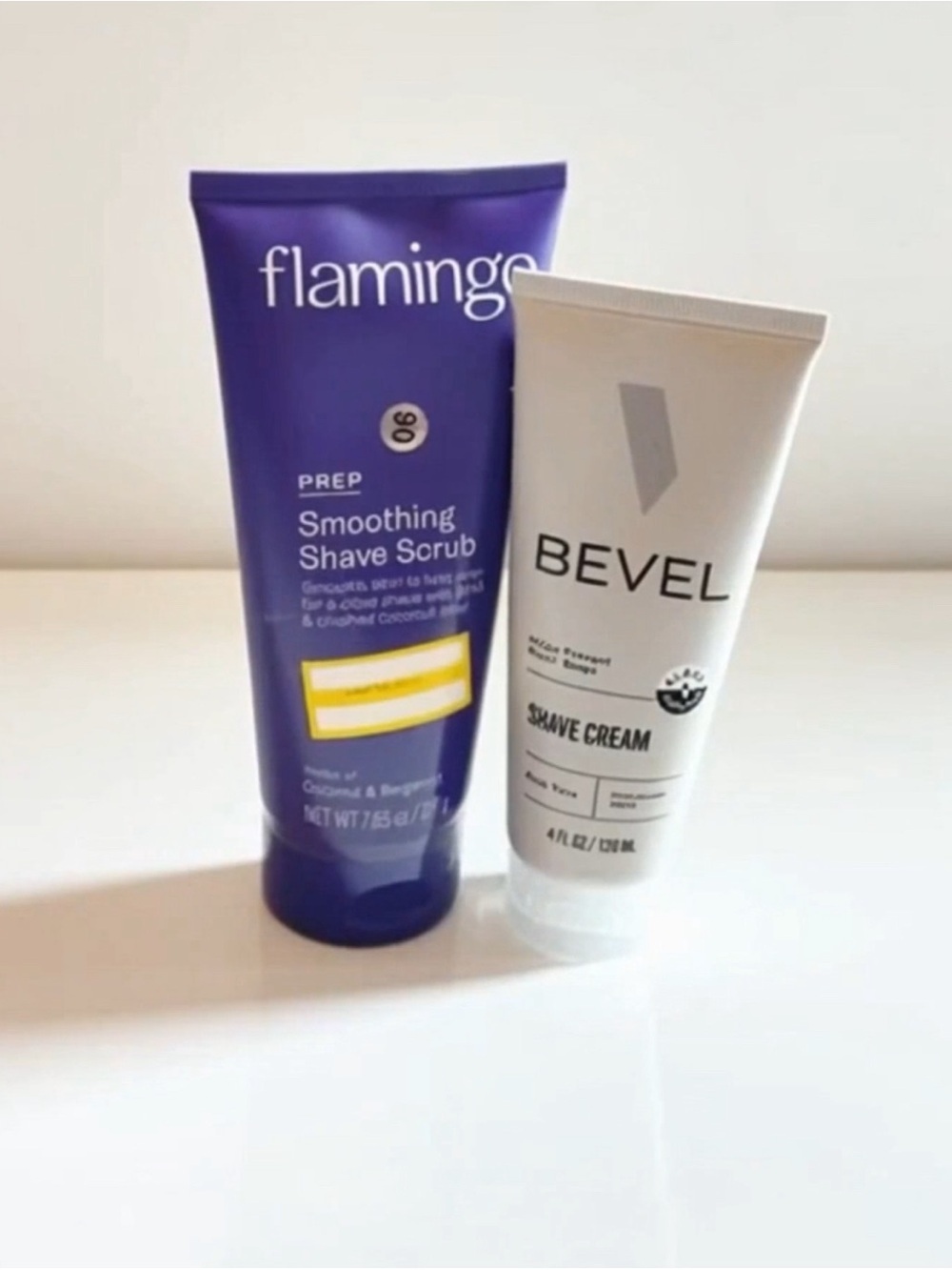 Flamingo Smoothing Shave Scrub and Bevel Shave Cream Bundle